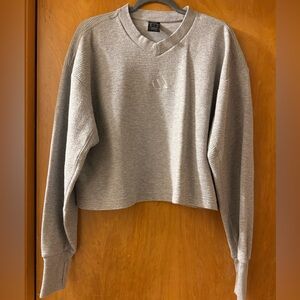 adidas Gray Ribbed V-Neck Sweatshirt